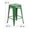Flash Furniture 24" Green Metal Stool-Teak Poly Seat CH-31320-24-GN-PL2T-GG - alternate 10